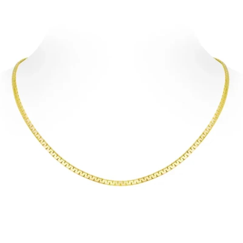 BELLUX Catena semplice dal design italiano Collana semplice lucida alla moda con catena in osso placcato argento 925 in oro 18 carati