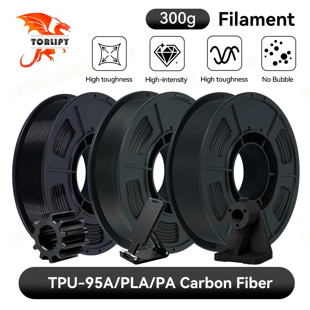 KINGROON 300G TPU-95A/PLA/PA Nylon Carbon Filament 1.75mm Black 3D Printing Material for Most FDM 3D Printers Fast Shipping