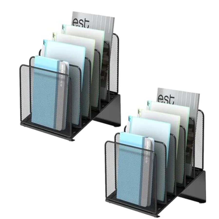 Organizzatore per Documenti Inclinato a 5 Sezioni, Porta Cartelle Verticale, Classificatore di File per Ufficio e Aula