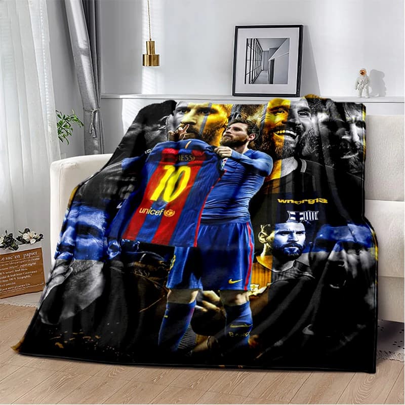 Coperta in Flanella 3D con Motivo Capra Messi, Morbida e Calda, per Camera da Letto, Soggiorno, Viaggi, Campeggio, Picnic, Regalo