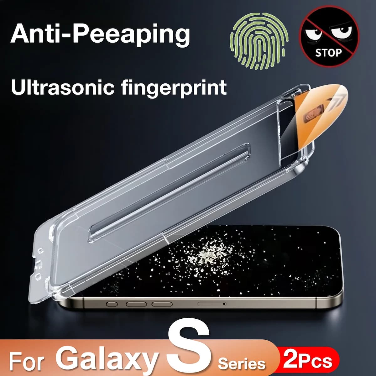 2 pezzi per Samsung Galaxy S24 Ultra S23 S22 S21 S25 Plus 5G Anti-Peeaping protezione schermo ad ultrasuoni per impronte digitali vetro temperato