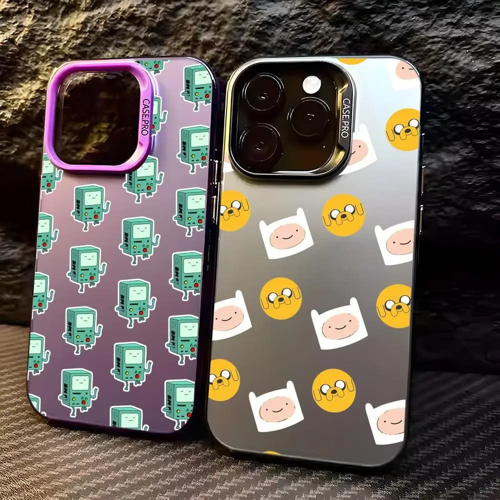 Custodia per telefono A-Adventure Cartoon T-Time per iPhone 17 16 15 14 13 12 Pro Max Air Aurora opaca metallizzata laser