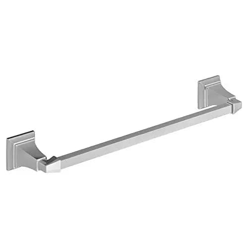 18 Inch Polished Chrome Wall Towel Bar Featuring Ornate Square Mounting Brackets
