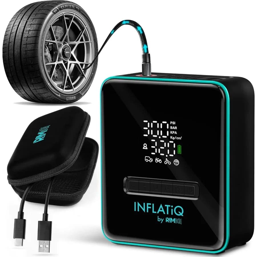 INFLATiQ di Gonfiatore per Pneumatici Portatile Compressore d'Aria Ricaricabile da 2 Confezioni per Auto Biciclette e Attrezzature Sportive Pompa d'Aria da Viaggio AwardWinning