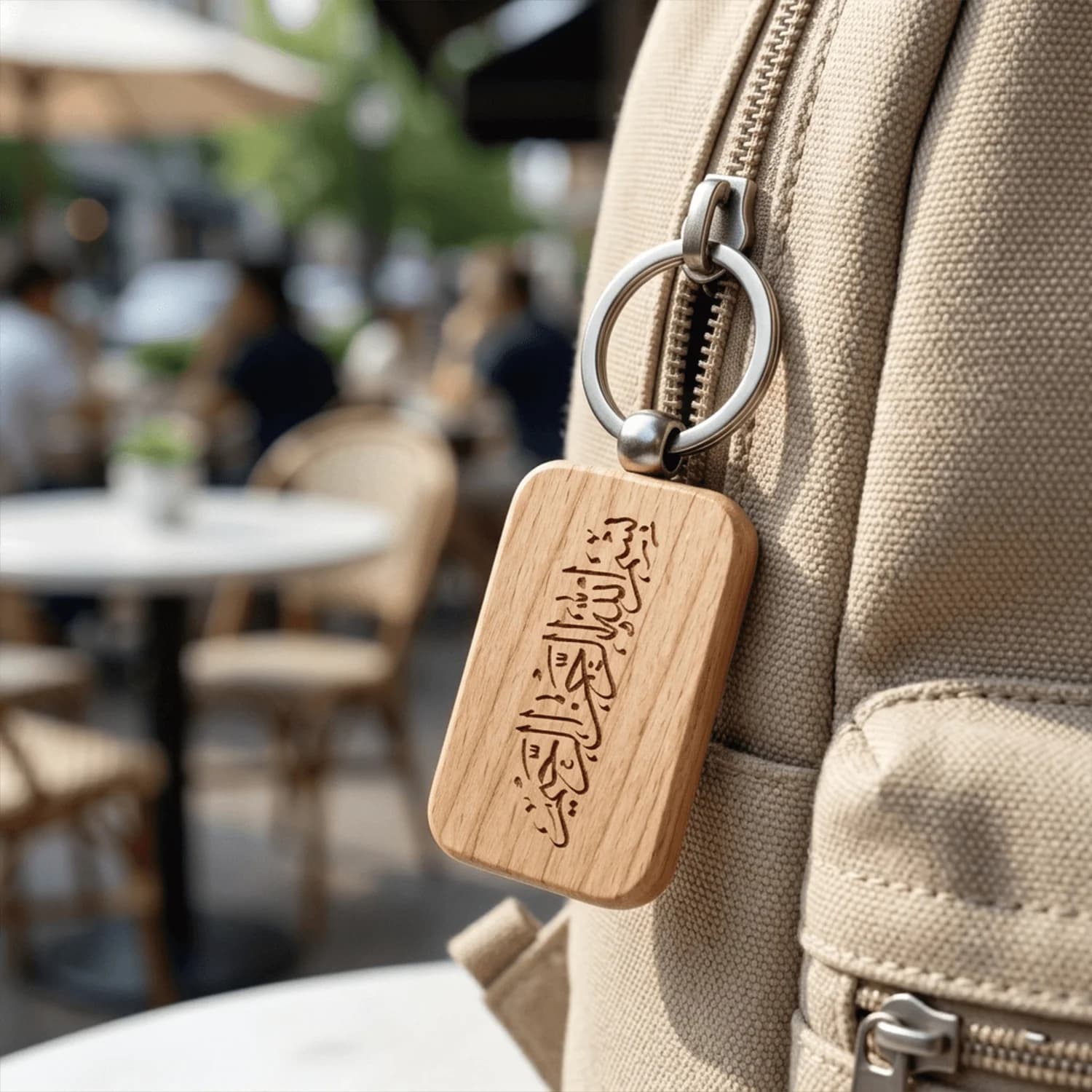 10pcsWood Islamic Keychain Arabic Calligraphy Bismillah Laser Engraved Wooden Rectangle Key Ring Holder Ramadan Eid Mubarak Gift