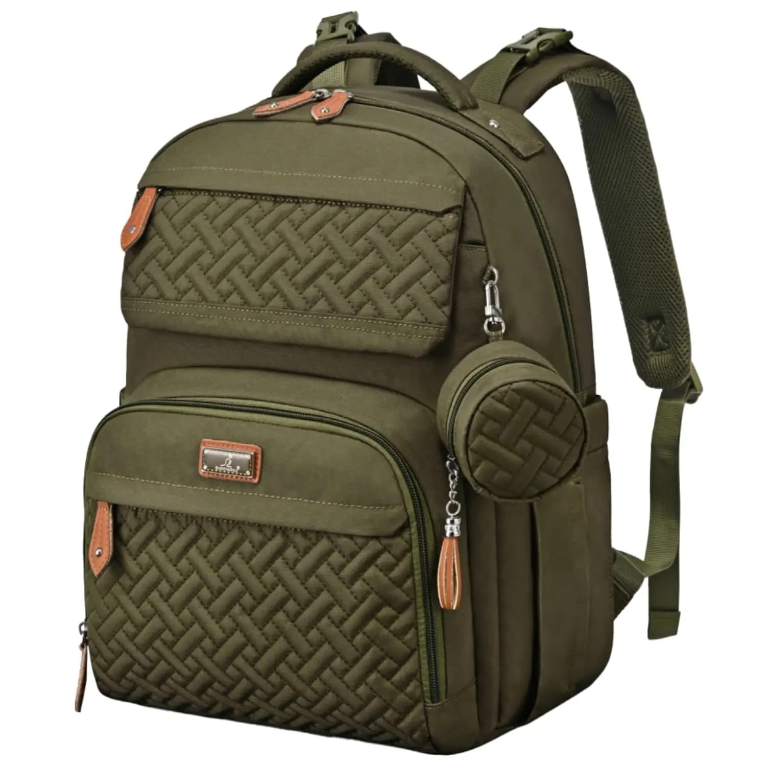 Grande zaino impermeabile per pannolini con fasciatoio, clip per passeggino e cinghia per bagagli - Verde militare