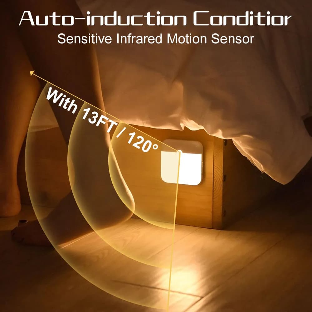 Luce LED con sensore di movimento, luce notturna LED wireless, ricaricabile tramite USB-C, lampada per armadio, guardaroba, scale, cucina.