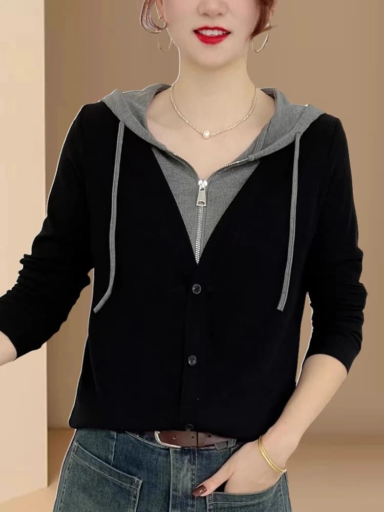 Slimming Fashionable Casual Hoodie Women's Half Zip Sweatshirt Base Layer Top Spring Autumn New Arrival European Style