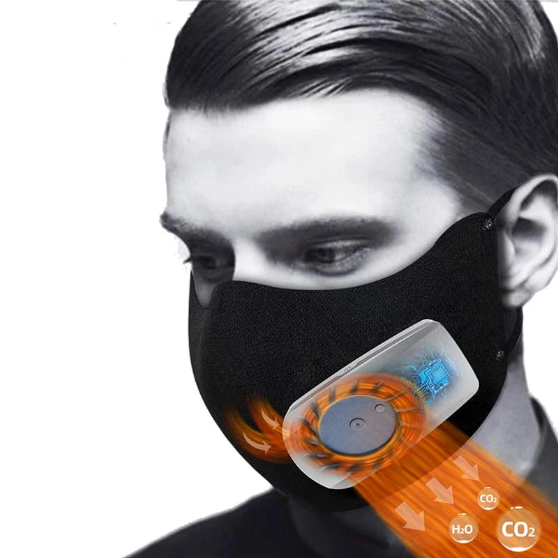 Maschera respiratoria elettrica per aria fresca con ventola -Kn95 Maschera antiappannamento, traspirante e confortevole per asma, sport, polvere e polline
