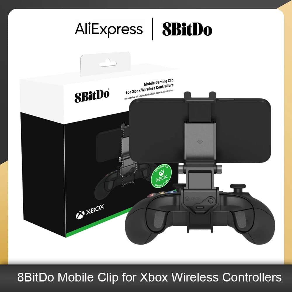 Clip da gioco mobile 8Bitdo per controller Xbox (con licenza ufficiale) - Xbox, supporto per telefono regolabile (49-86 mm) Accessori da gioco