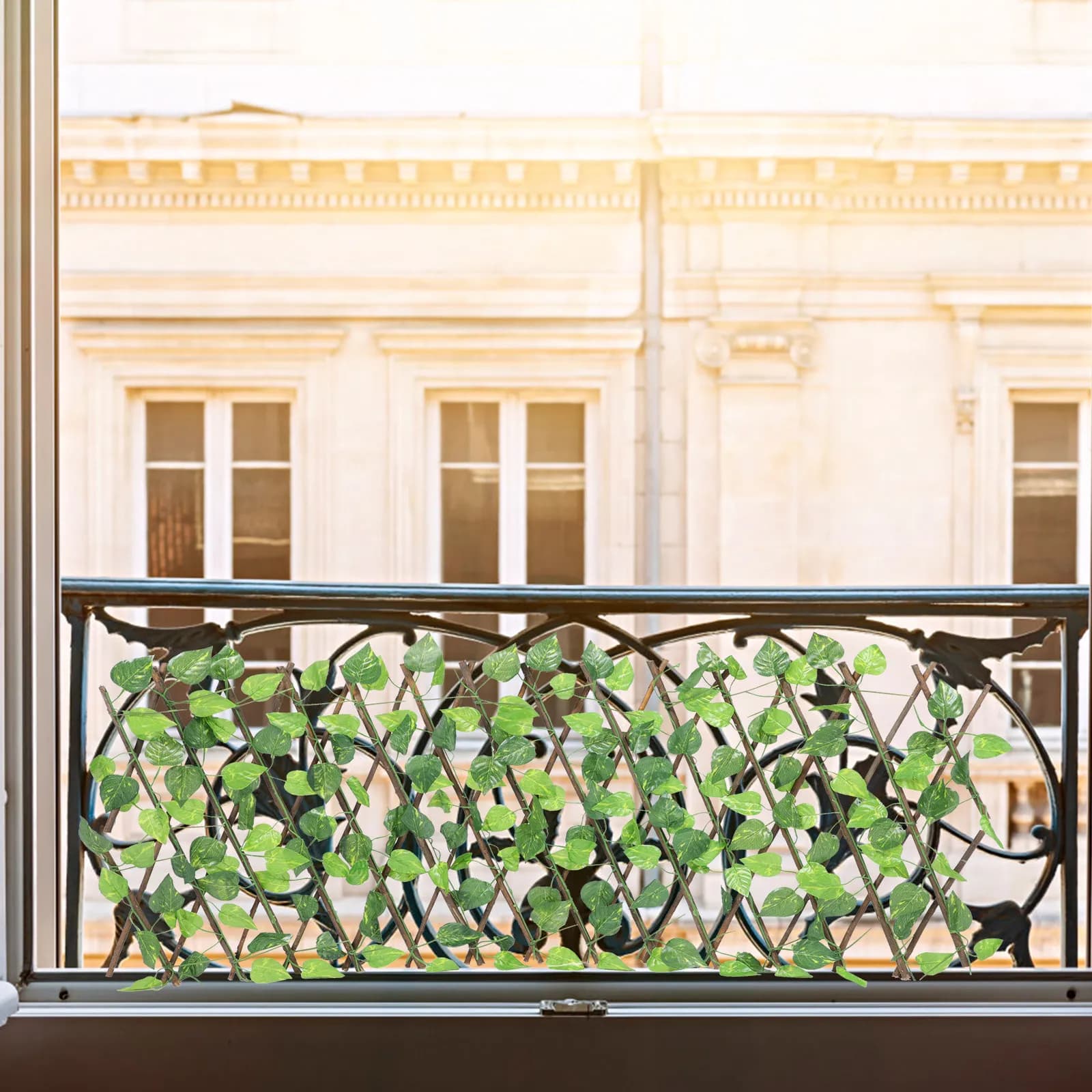 Schermo per Recinzione con Foglie Artificiali, Siepe Finta Estensibile, Decorazione per Giardino e Balcone, Resistente ai Raggi UV e alle Intemperie, Recinzione per Privacy da Esterno