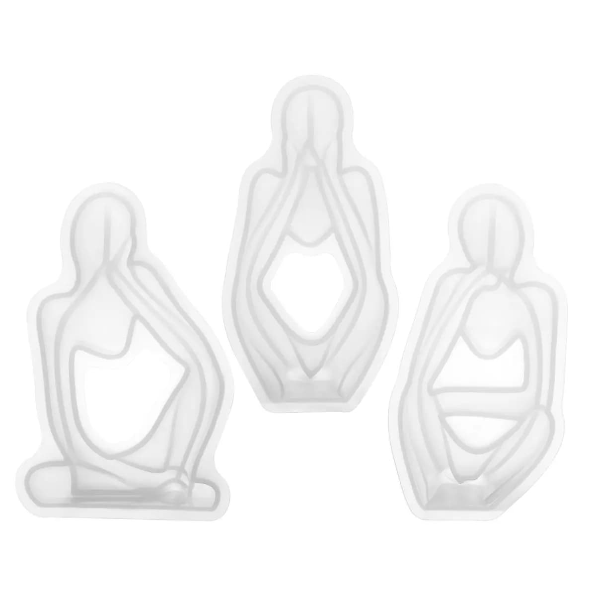 ABHU 3PCS Thinkers Portrait Ornaments Epoxy Resin Silicone Mold Simple European Abstract Body Candle Mold Resin Silicone Mold