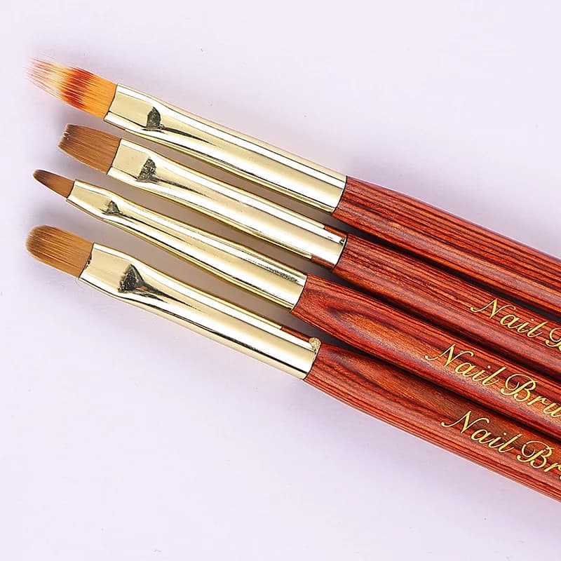 1/4 Pezzi Pennello Doppio Dorato per Unghie, Pennello per Disegno, Pennello Liner, Penna per Pittura, Gel Polish, Strumenti per Nail Art e Manicure
