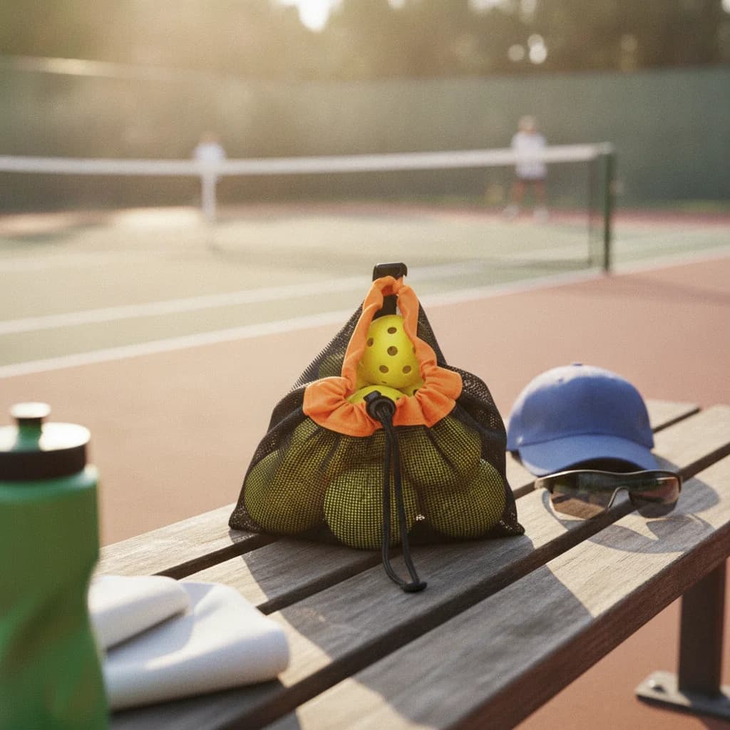Pickleball Ball Picker Portable Adjustable Height Collector Mesh Basket for Tennis Court Training Sessions