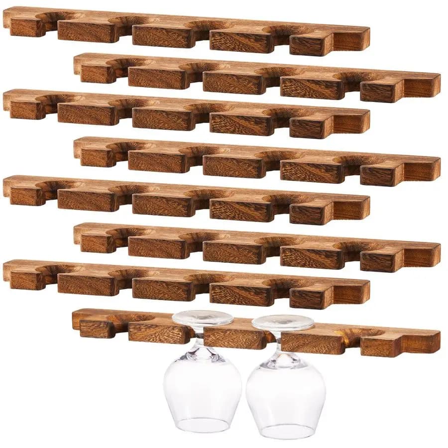 8 pezzi porta calici in legno a parete porta champagne portabicchieri da vino rustico mensola sospesa porta vetreria galleggiante in legno per P