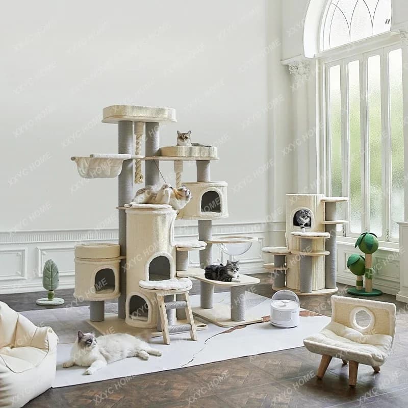 Torri per gatti grandi con criceti multipli, giochi di arrampicata, forniture per l'addestramento delle grotte, accessori per gatti, articoli per animali domestici