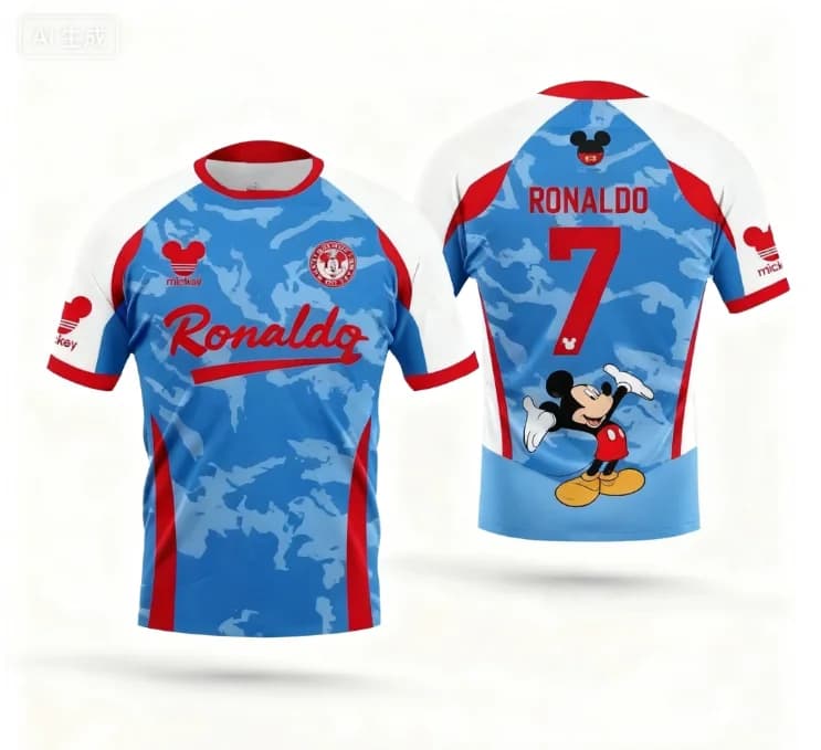New Disney Mickey Mouse summer t-shirt No.10 2026, football shirt, short-sleeved shirt, casual sports top for children/adults
