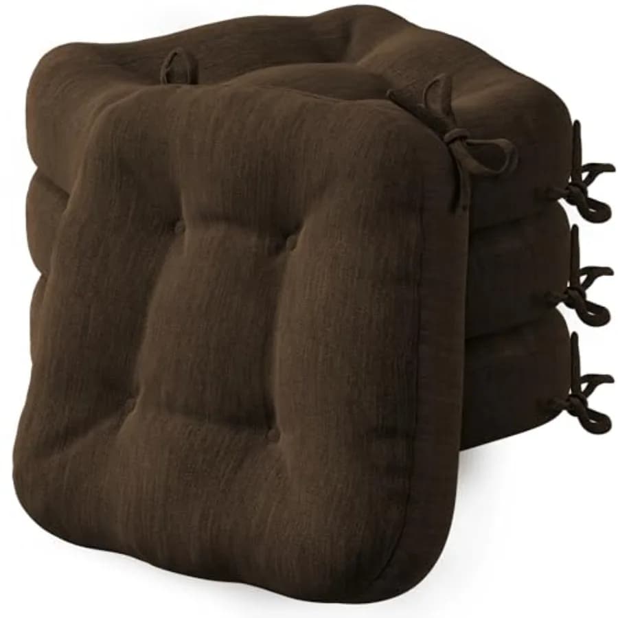 Cuscini per sedie da pranzo, confezione da 4, spessi, per cucina e interni - Cuscini lavabili in memory foam antiscivolo con lacci