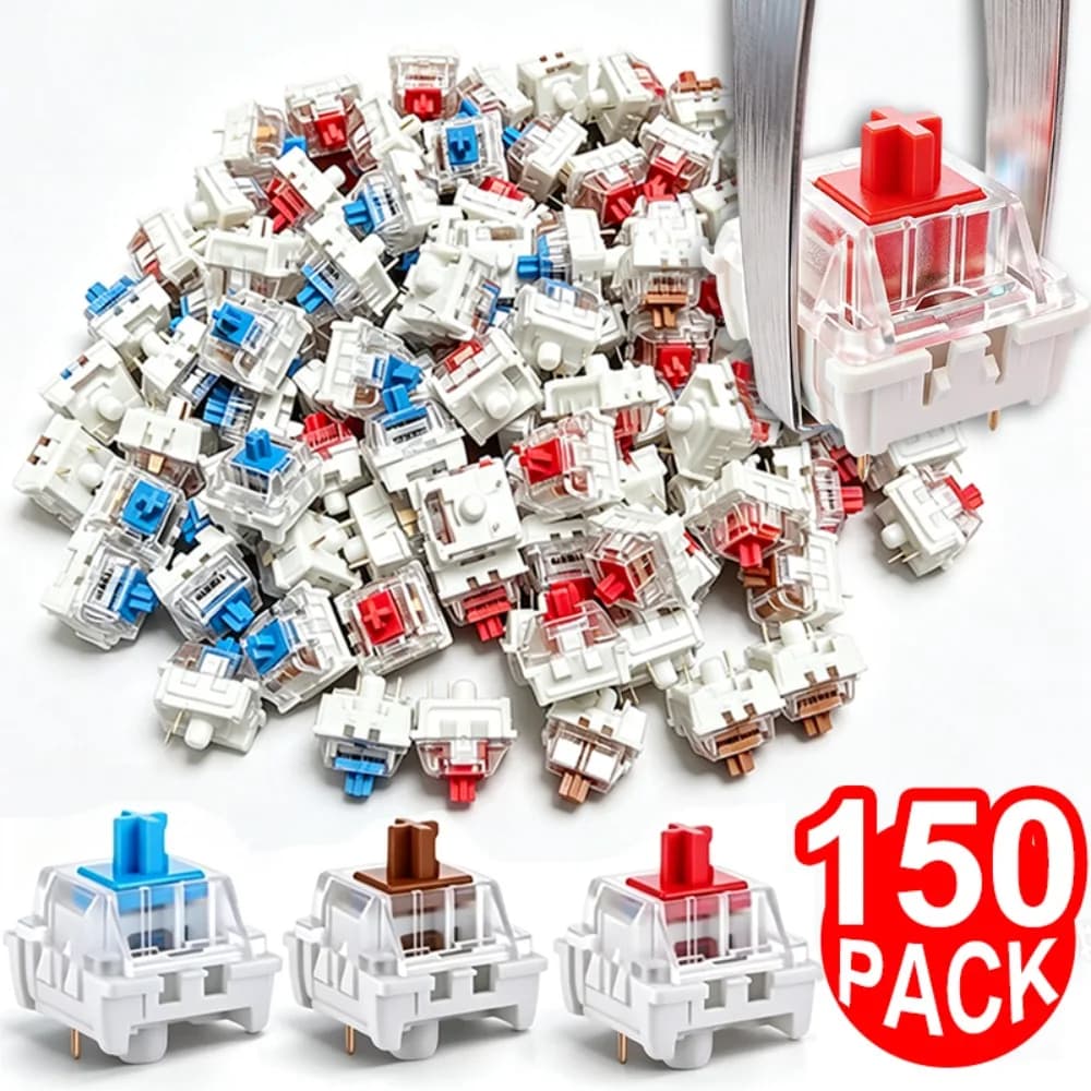 1-150Pcs 3 Pin DIY Mechanical Keyboard Switches Blue Red Brown Color Replacement Keyboards Clicker Keys for LED Gaming Keyboards