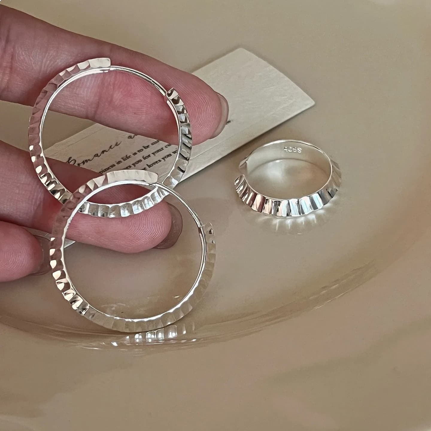 Hammered Large Hoop Earring Set for Women Ins Style Trendy Light Luxury Metal Earrings