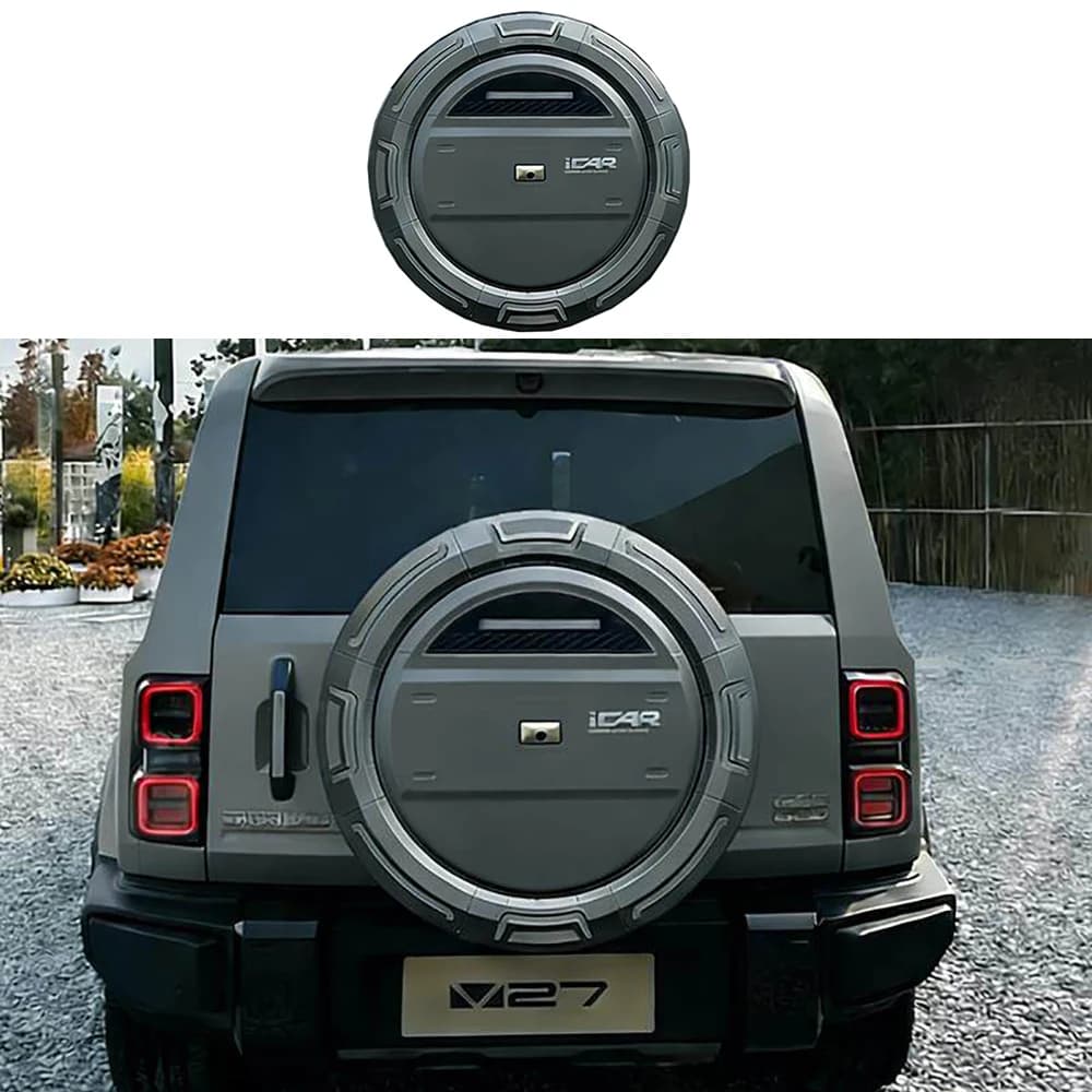 Copriruota di scorta modificato a forma di zaino in acciaio inossidabile decorato per Chery iCAR V27 2026 2027