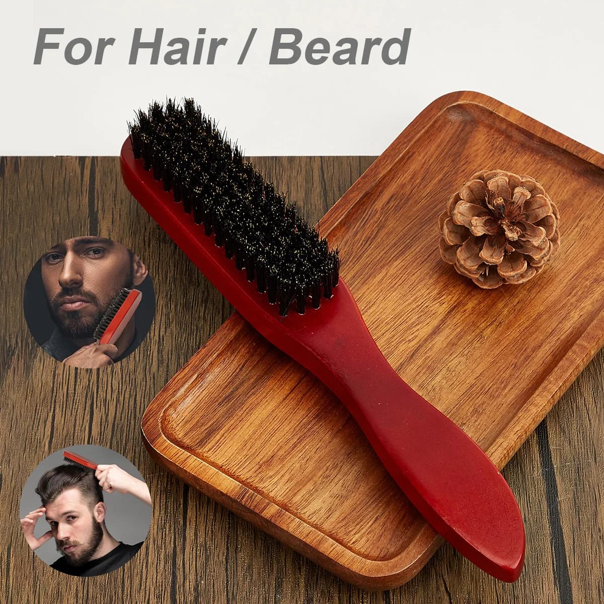 New Arrival Brush for Hair with Handle in Wood and Styling bristles, Peaches for Barba, Districante, Lisciante, Marrone, with Setole di Cinghiale Lotus, for Styling and Massage