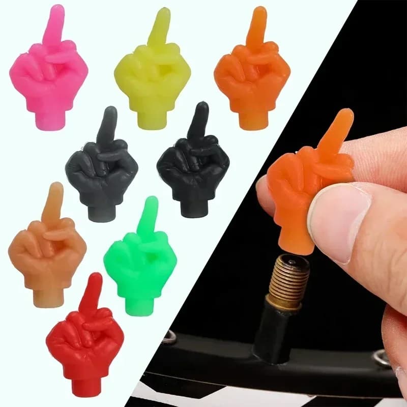Tappi Valvola Pneumatici a Forma di Dito Medio per Auto, Accessori Decorativi Personalizzati, Antipolvere e Impermeabili