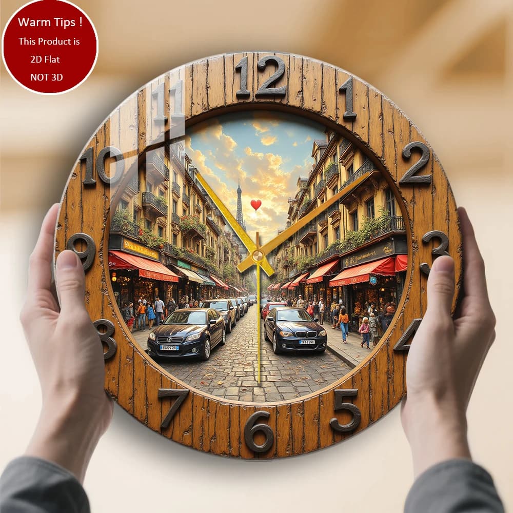 Orologio da parete in vetro temperato Design dell'orologio da strada di Parigi adatto per decorazioni da parete o display da tavolo ovunque