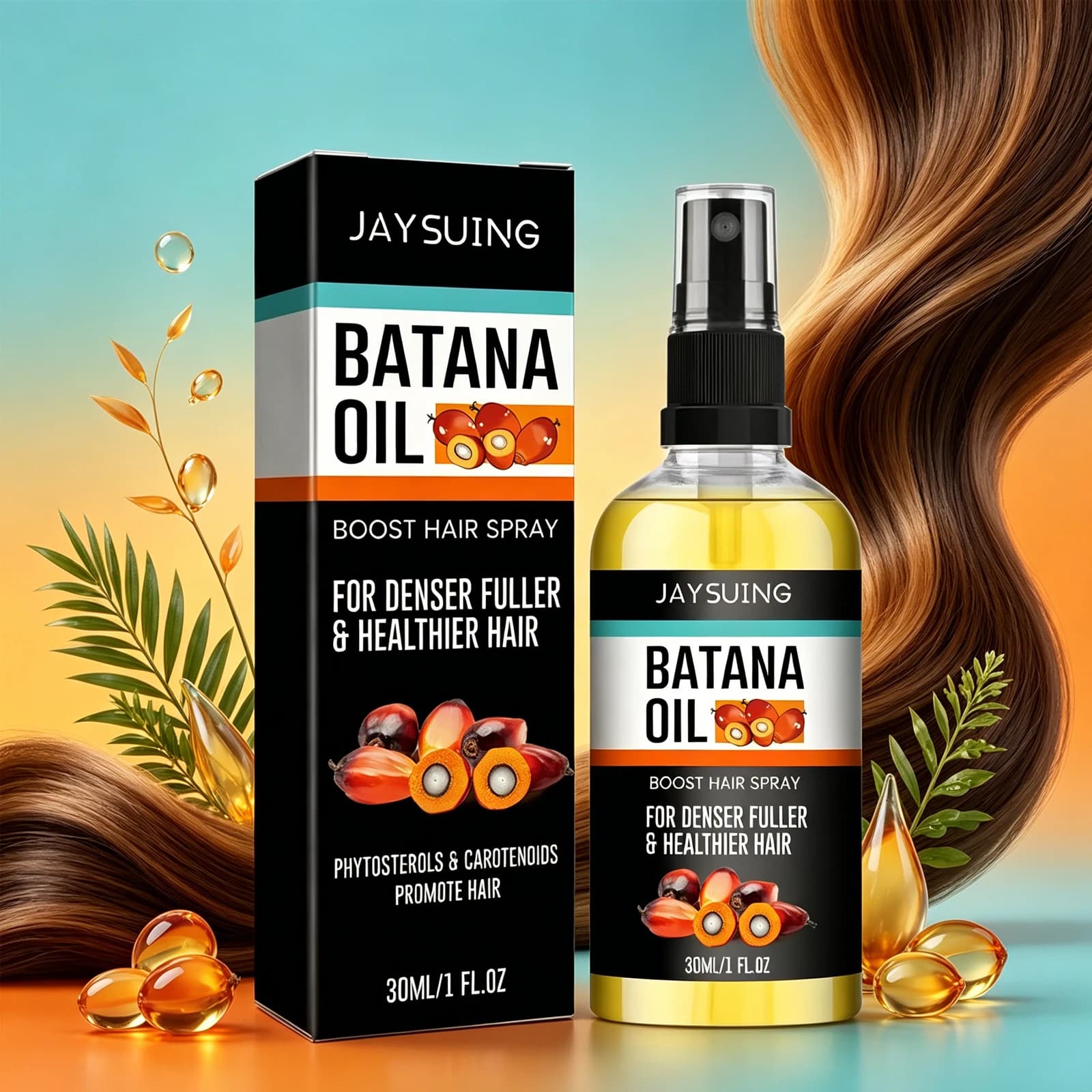 Jaysuing 30ml Batana Oil Hair Spray Moisturizing Nourishing Hydrating Spray For Dry Damaged Hair Strong Hair Care
