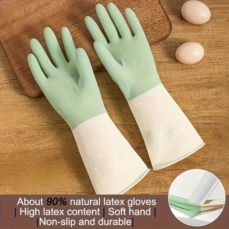 Guanti da cucina in lattice spesso e impermeabile, presa antiscivolo per lavare i piatti, pulire, perfetti per cucina, bagno, ecc., guanti per la pulizia