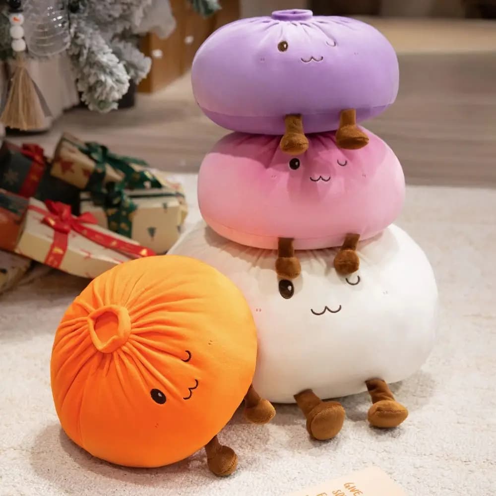 Super Soft Plush Material Steamed Bun Plush Pillow PP Cotton Filled Fluffy Comfortable Dumpling Plush Toy Stress Relief