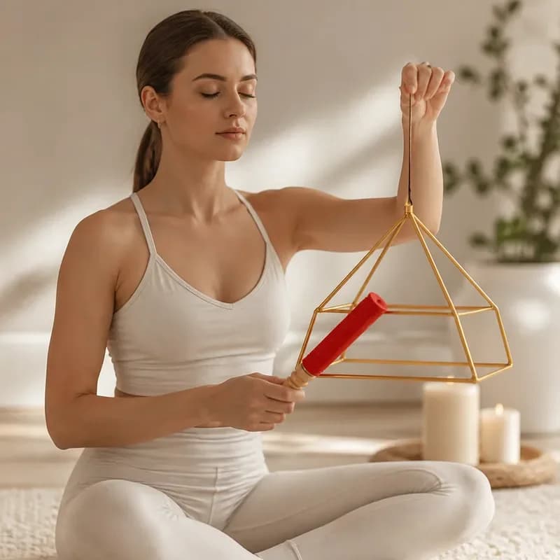 STAR LIN KUP Aluminum Alloy Pyramid Singing Bowl Colorful Healing Meditation Yoga Energy Triangle Tower Hanging Percussion