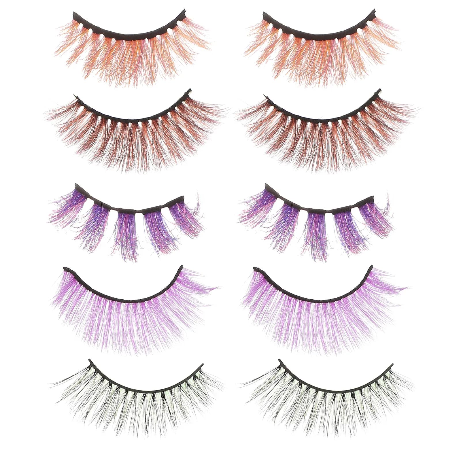 5 paia di ciglia finte colorate alla moda dall'aspetto naturale, applicazione rapida per salone di bellezza, uso domestico, feste, club, bar, cosplay