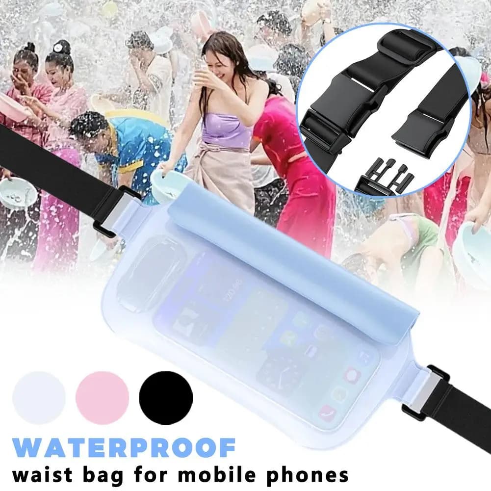 Raincoat for Swimming, Rafting, Snorkeling - Transparent TPU Case for Telephone with Touch Screen and Adjustable Belt