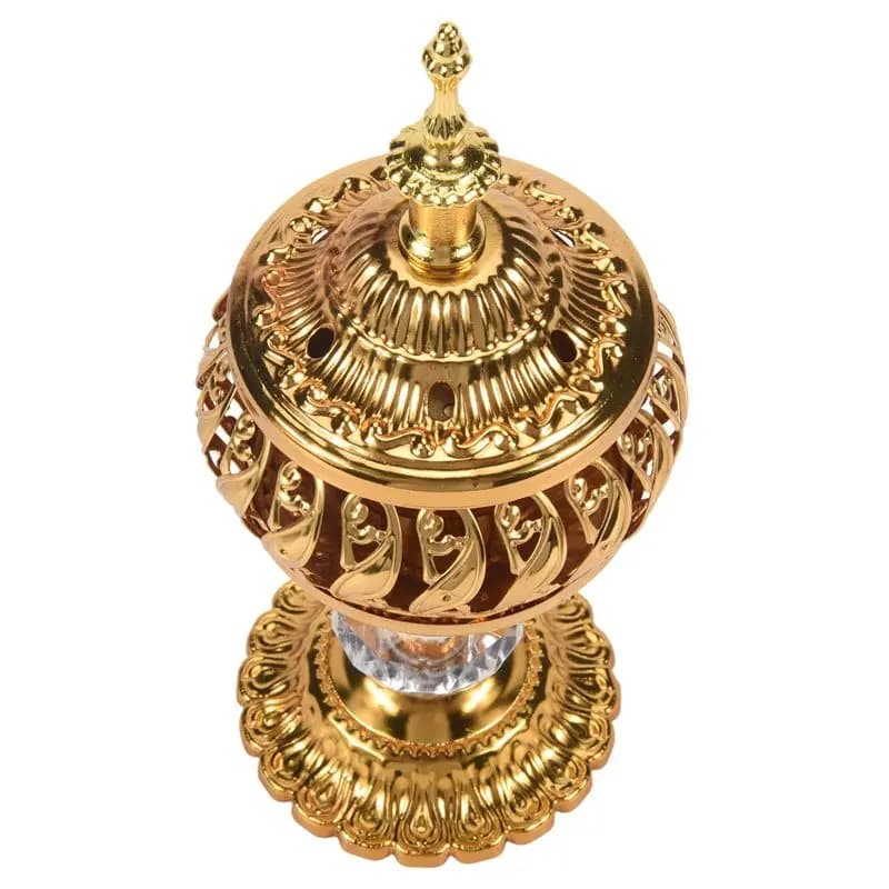 AT84-Incense Burner Incenso Bakhoor Carbone Bruciatore di Incenso In Metallo Arabo Incensiere Desktop Decor Per Bastoncini di Incenso Coni