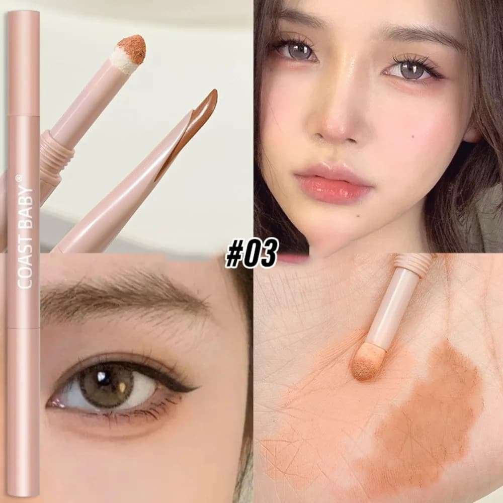 Matita Eyeliner Impermeabile a Doppia Punta, Cremosa e Liscia con Pennello, Gel Illuminante Occhi, Lunga Durata, Matita Ombretto