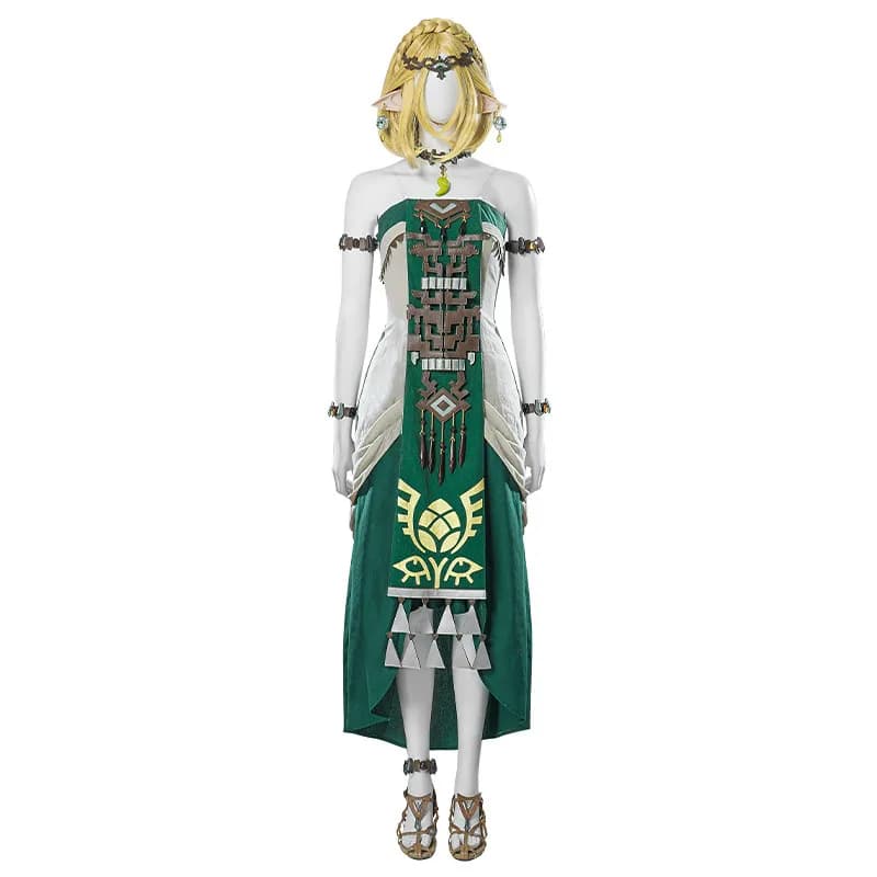 Zelda Green Princess Dress TotK Kingdom LoZ Tears Cosplay Costume Full Set for Women Halloween Comic Con Role Play Anime Outfit