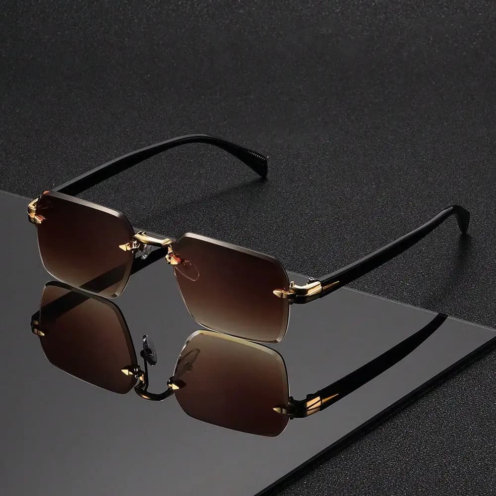 1 paio di nuovi occhiali quadrati senza montatura, in stile europeo e americano, occhiali da uomo personalizzati per la moda street.