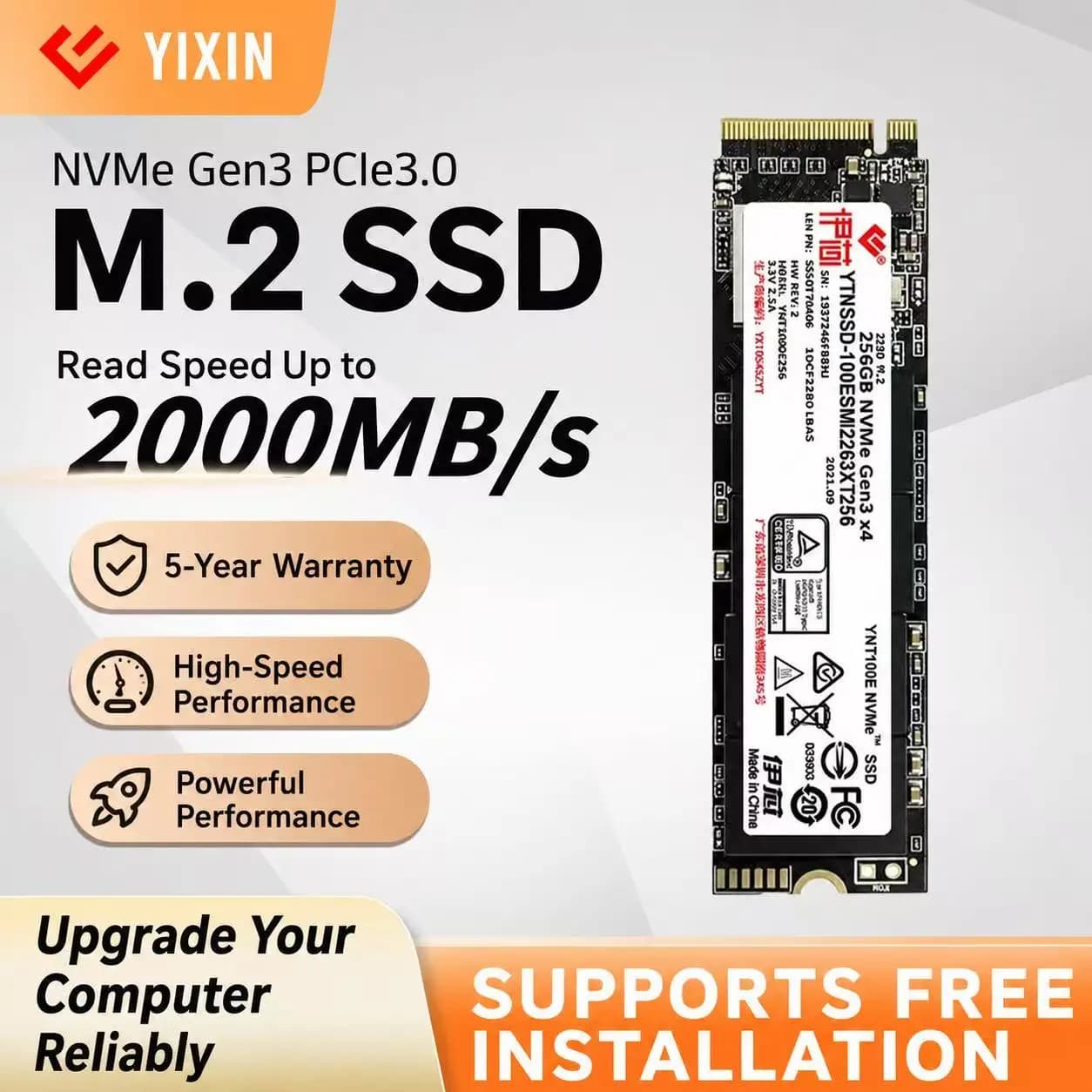 YIXIN SSD M.2 NVME 256GB 512GB M2 SSD 1TB 2TB SSD M.2 PCIe 3.0 Internal Solid State Drive For Laptop Desktop Game Console