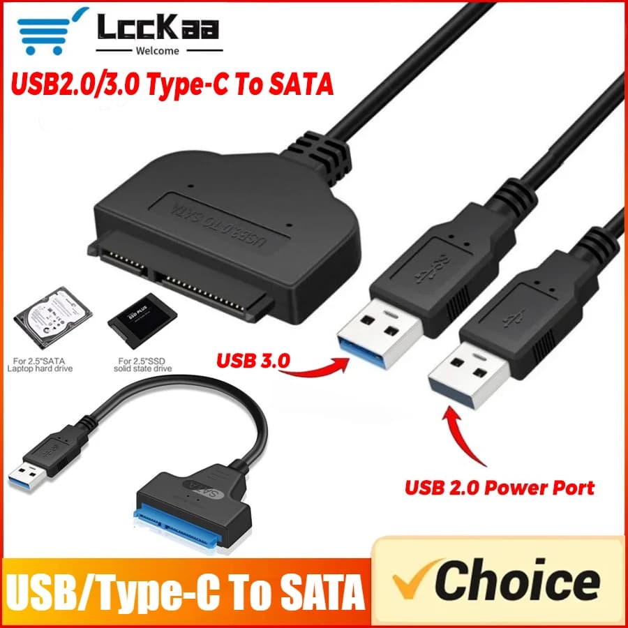 Cavo SATA a USB 3.0/2.0 Type-C fino a 6 Gbps per disco rigido SSD HDD esterno da 2,5 pollici Cavo SATA 3 da 22 pin USB 3.0 a SATA III