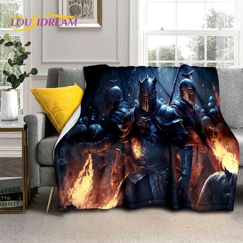 Cavaliere Templario Cavalier Crusaders Coperta di flanella morbida per cartoni animati per letti Camera da letto Divano Picnic, Coperta da tiro per copertura Regalo da esterno
