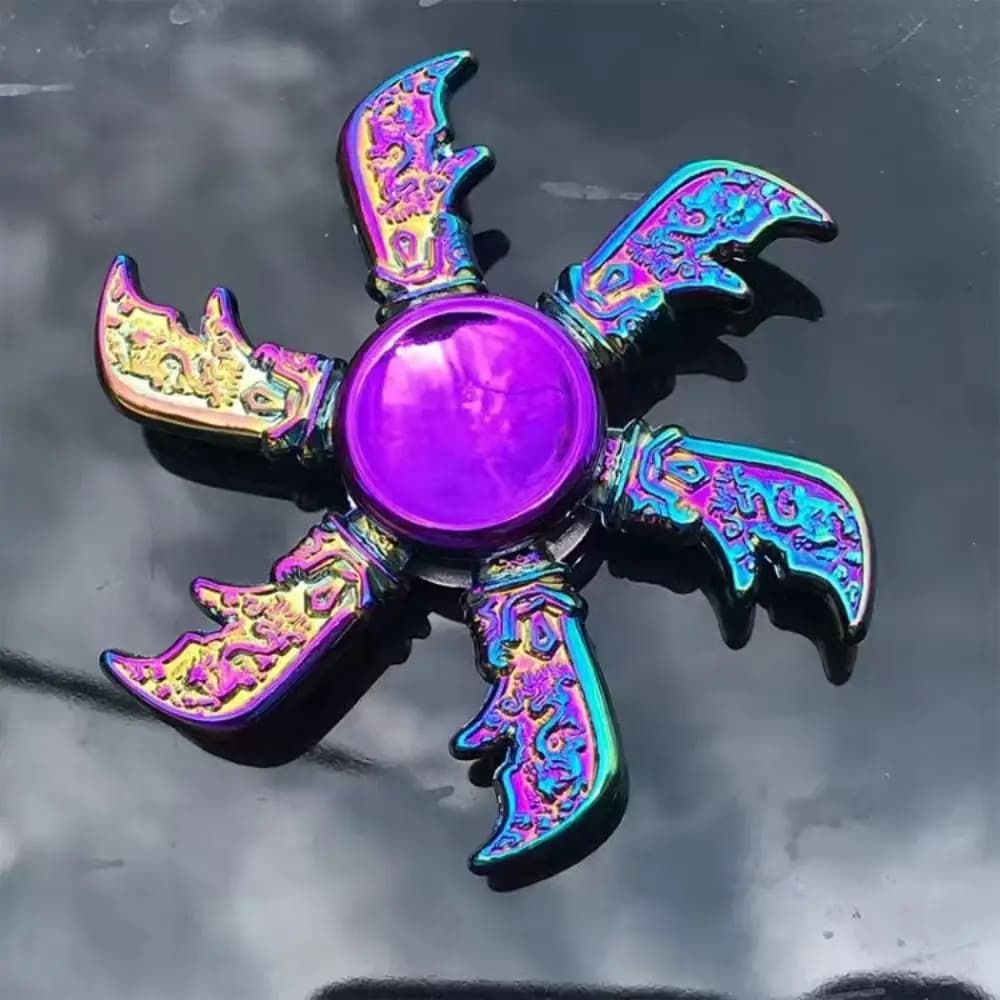 Spinner a mano con ali di drago Spinner a dito arcobaleno in metallo a basso rumore Anti-ansia Anti pressione Giroscopio con punta delle dita Regalo di compleanno