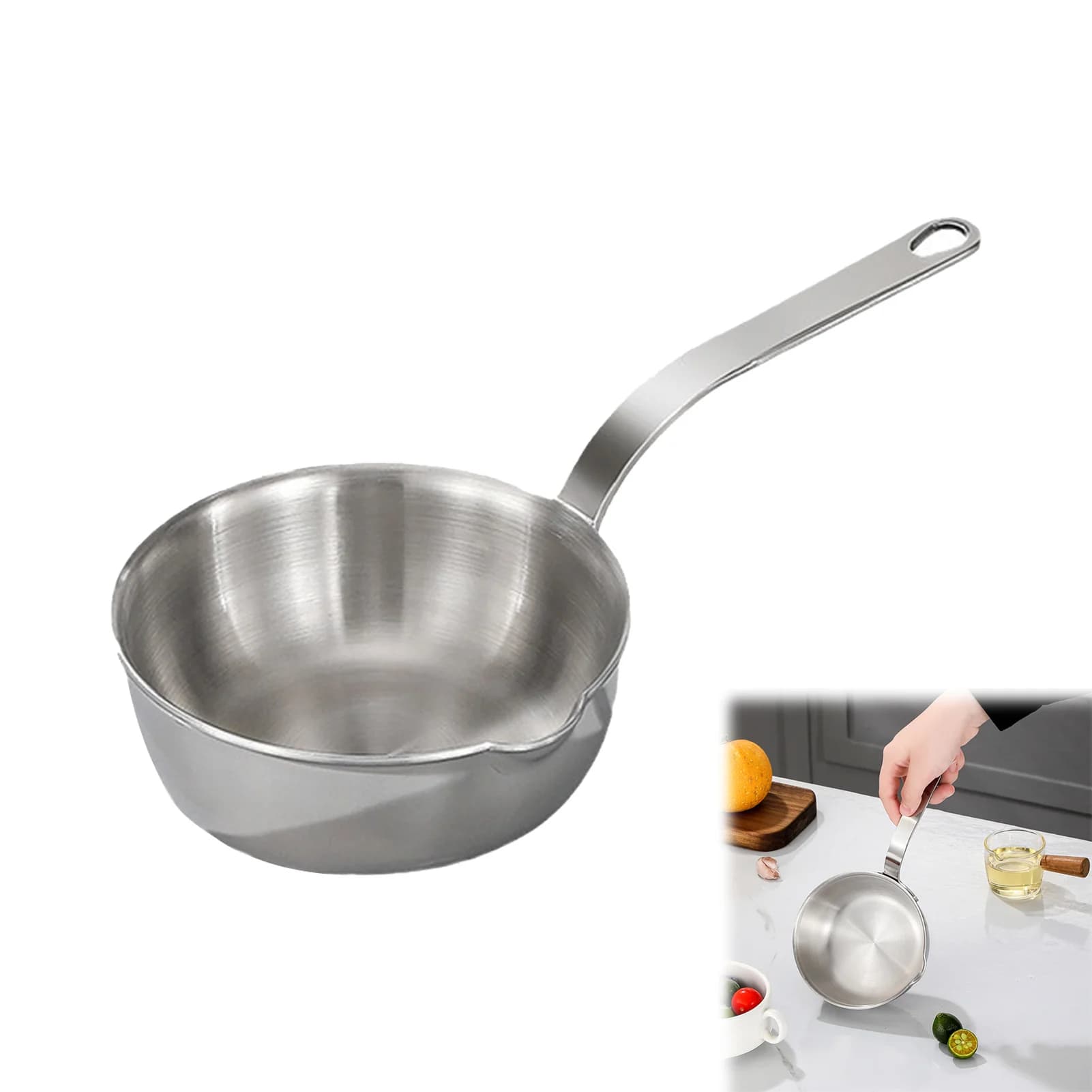 Stainless Steel Oil Pot Egg Frying Pan Mini Soup Milk Pot Cooking Saucepan Scalding-proof Kitchen Tool Cookware Accessories