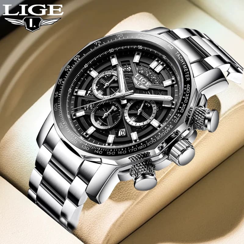 LIGE Original Design Quartz Man Watch Business Luxury Casual Sport Waterproof Luminous Stainless Steel Watches Male Reloj Hombre