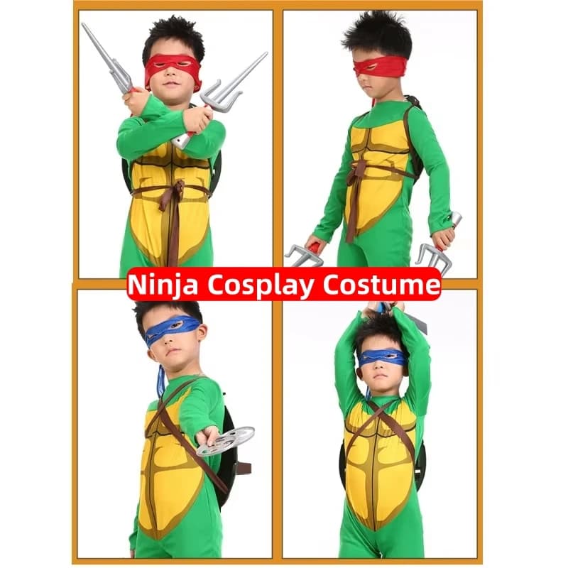 Costume da Ninja per Bambini e Adolescenti, Replica del Personaggio delle Tartarughe Ninja, Outfit per Feste, Gioco di Ruolo Anime, Regalo per Festival