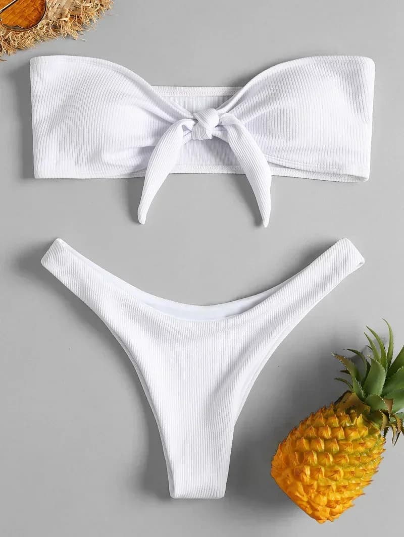 Bikini da donna sexy con top a fascia e fiocco, costume da bagno a due pezzi per ragazza, pantaloncini da bagno, Biquini, Traje De Bano, Pantaloni, Bikini, Badeanzug