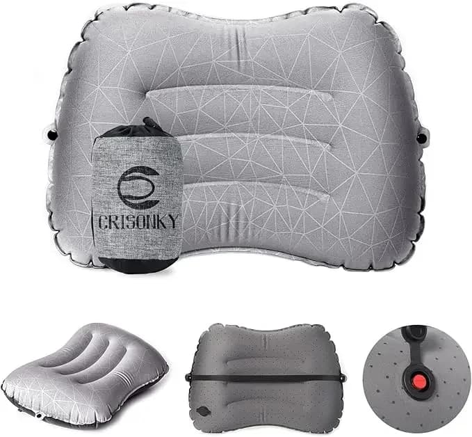 Cuscino da viaggio gonfiabile da campeggio Cuscino da zaino portatile ultraleggero per supporto lombare del collo Campo Escursionismo Dormire