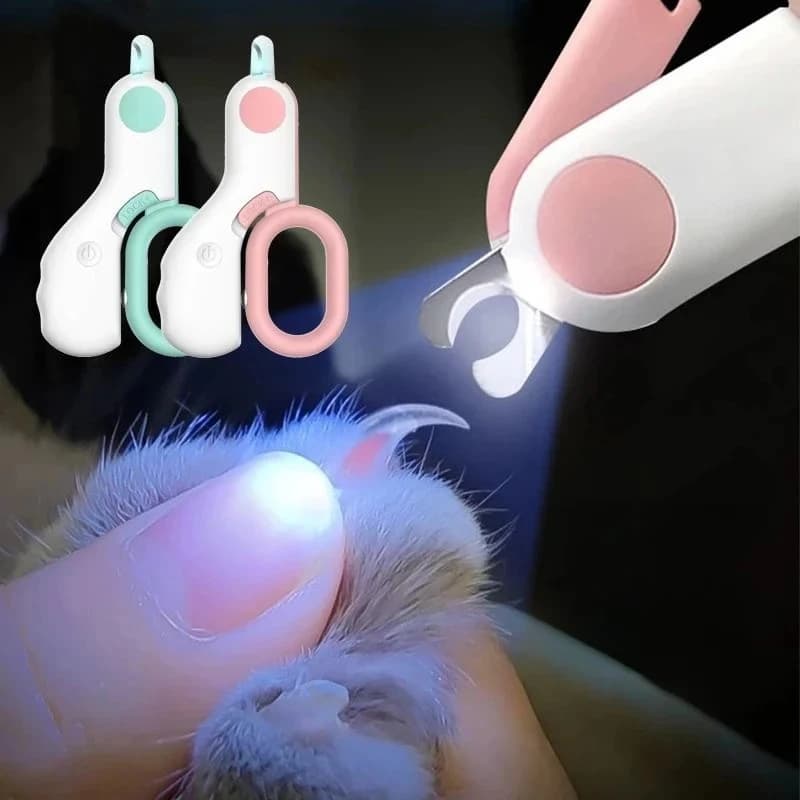 Tagliaunghie Professionale per Cani e Gatti con Luce LED e Blocco di Sicurezza, Kit per la Cura e la Toelettatura di Cuccioli e Gattini