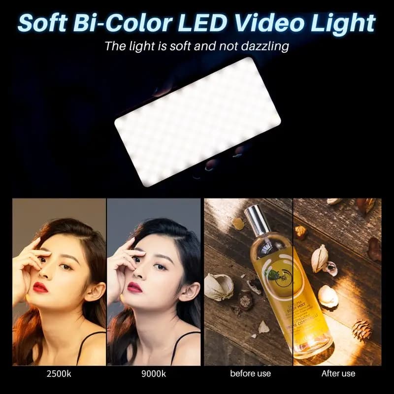Ulanzi VL200 Luce video a LED 5000mAh 2500-9000k Lampada da pannello di riempimento Luce per fotocamera per Youtube con diffusore morbido 360 ° Testa a sfera