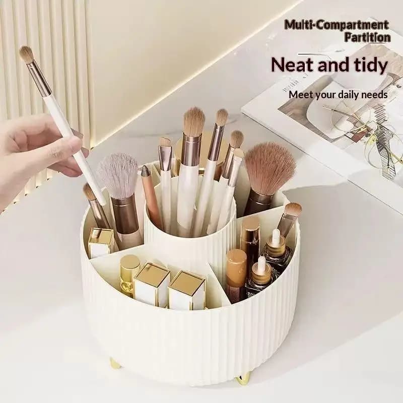 1Pcs 360° Rotating 5 Slot Cosmetic Organizer Makeup Brush Holder Desktop Vanity Storage For Nail Polish Skincare Perfume
